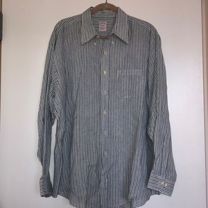 Brooks Brothers Blue Striped Linen Button Down